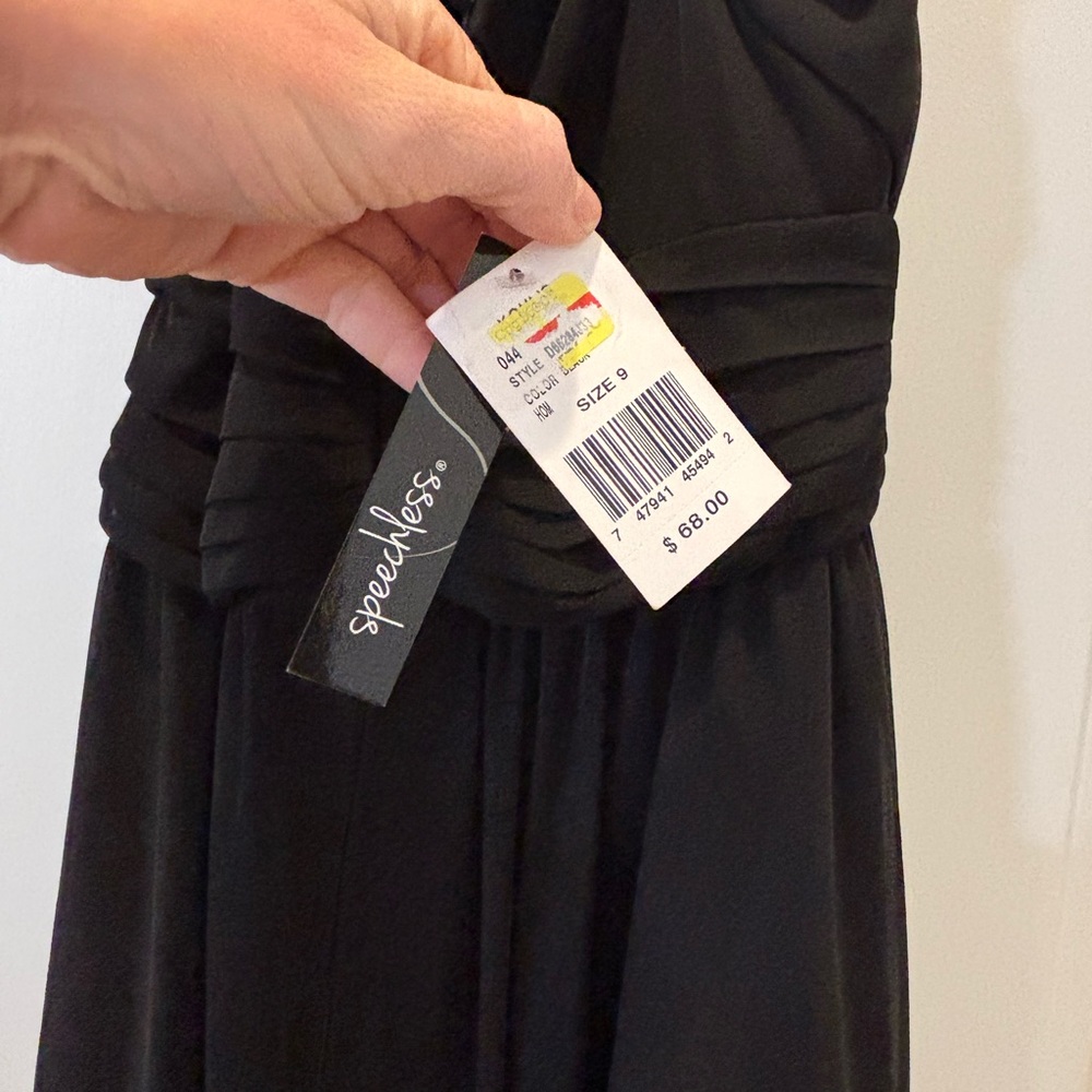 Speechless Black Halter Pleated Cocktail Dress with Embellished Neckline - Picture 3 of 7